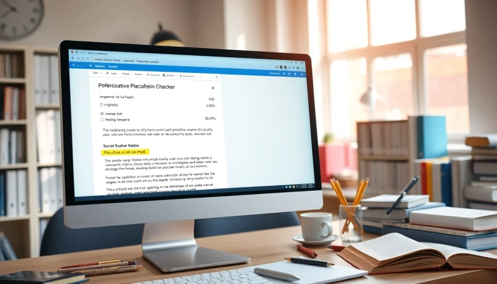 Check plagiarism effortlessly with a detailed plagiarism checker interface on a computer.