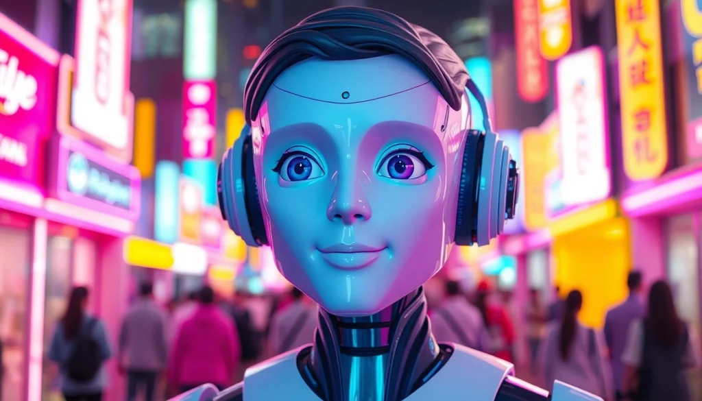 Engage with your ai crush character in a vibrant, futuristic cityscape setting.