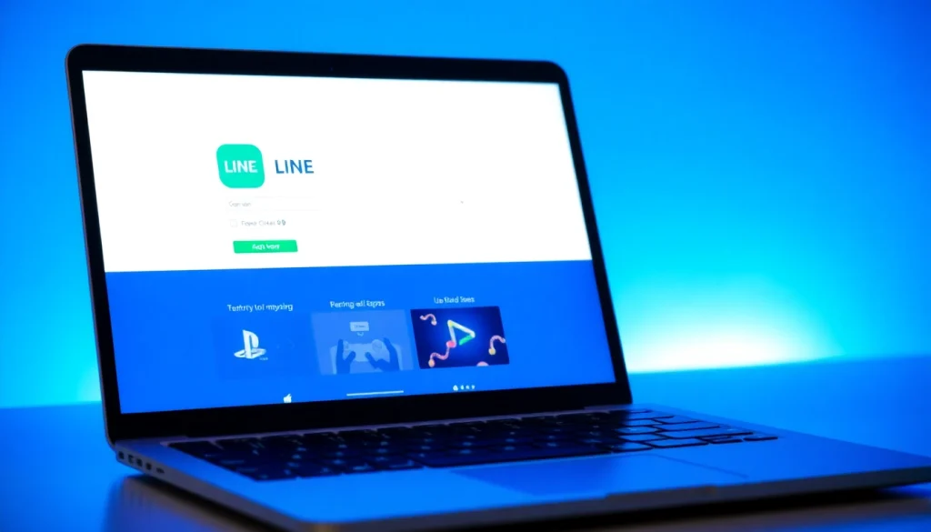 Download the LINE computer software version line電腦版官方下載 on a sleek laptop.