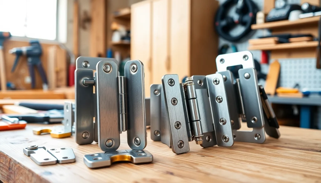 Cabinet Hinge Manufacturers exhibit various high-quality hinges in a professional workspace.