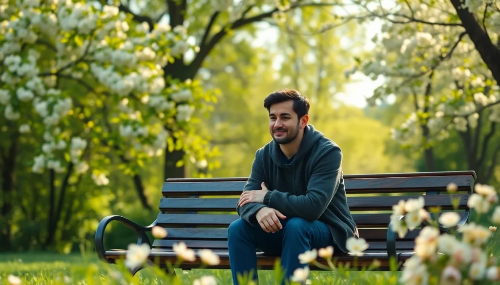 Individual finding solace while dealing with depression in a serene park setting.