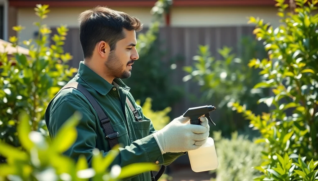 Pest control Sydney professional applying eco-friendly solutions in a residential garden.