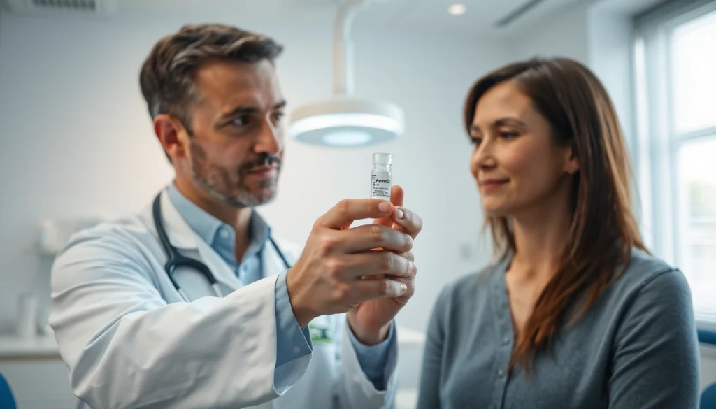 Discussing Peptide Therapy with a patient in a modern healthcare setting.
