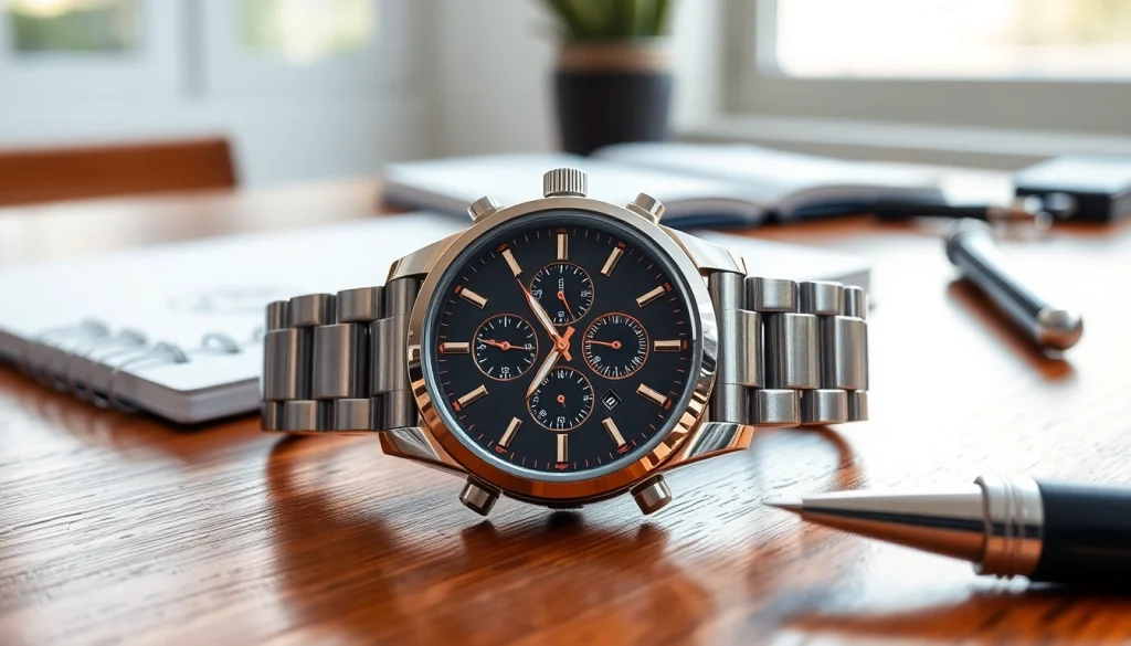 Trendy Herren Armbanduhren auf einem eleganten Tisch beleuchten die luxuriöse Optik hochwertiger Zeitmesser.