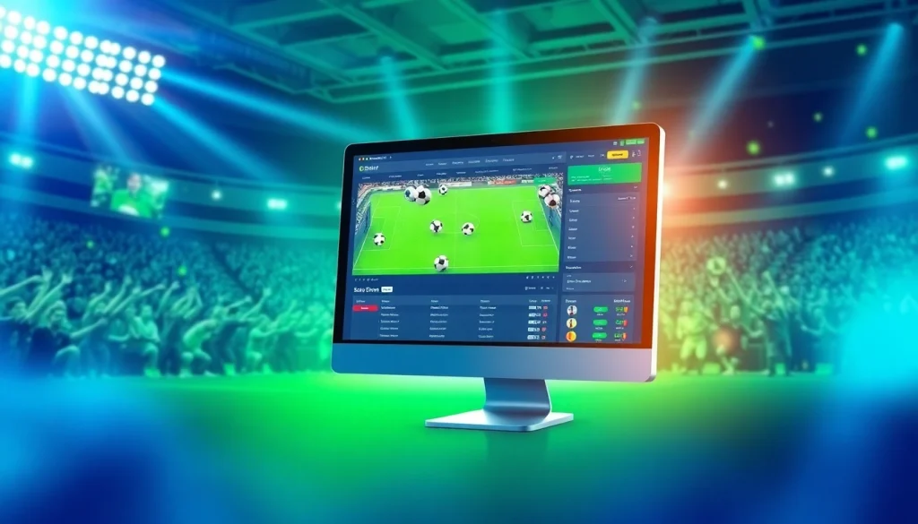 Engaging scene of situs judi bola with vibrant sports visuals showcasing online betting excitement.