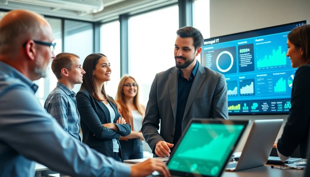Discussing managed it service solutions in a modern office setting with a technology consultant.