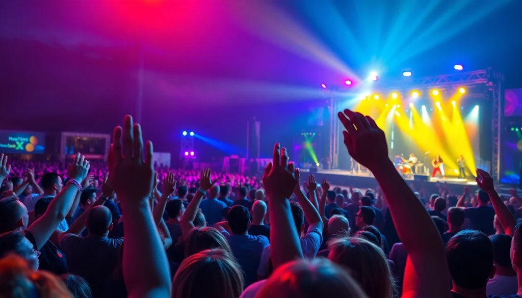 Experience henderson entertainment with a vibrant concert scene featuring an energetic crowd and colorful lights.