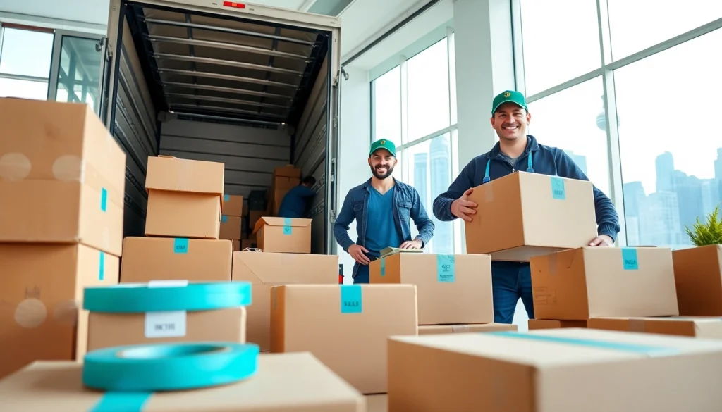Efficient packing by the best moving company Toronto in a bright, modern setting.