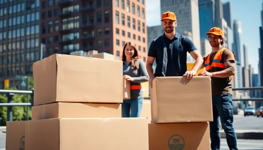Family receiving assistance from a Manhattan moving company during relocation in NYC.
