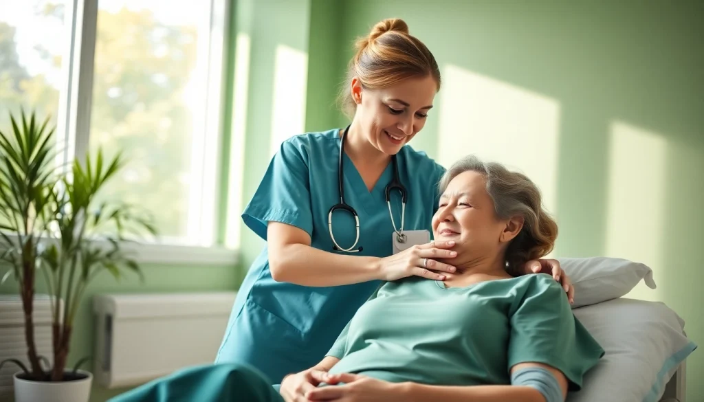 Supporting a patient’s breast cancer recovery in a nurturing healthcare environment.