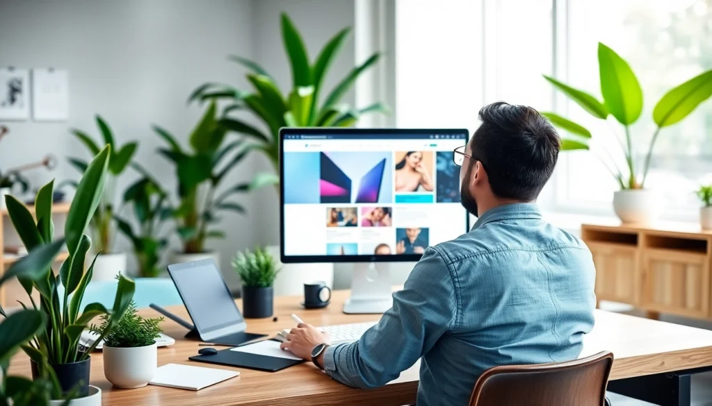 Creating a captivating KC web design in a modern, bright workspace.
